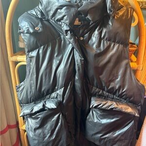 Talulah Black Puffer Vest with Hood